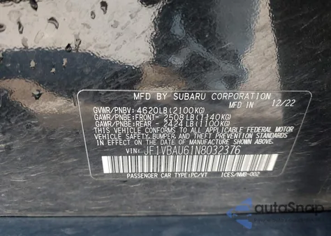 2022 Subaru Wrx Gt from USA, damaged, VIN JF1VBAU61N8032376